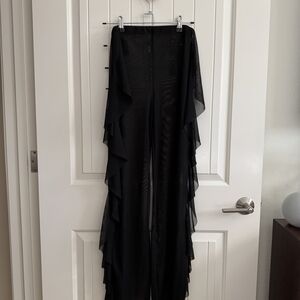 PrettyLittleThing Black Sheer Ruffle Skirt